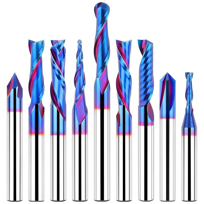 EANOSIC 9-Piece CNC Router Bit Set product photo